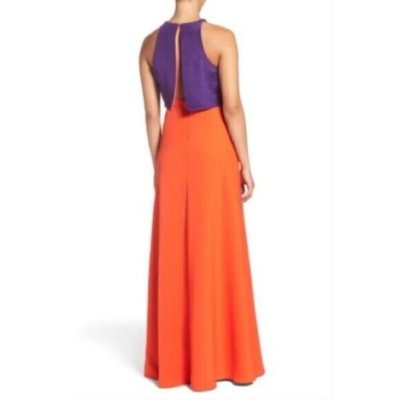 NWT Jill Stuart Popover Color block maxi purple and orange gown size US 0 $298 - Picture 3 of 11
